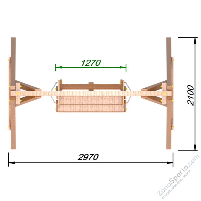 Деревянные качели Пикник 2 Оптимус (диванчик на цепях)