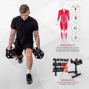 Гантель с регулировкой веса Protrain HC-AD1-32B (2-32 кг)